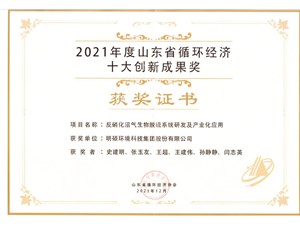 热烈：豖PJ环境集团荣获20212年度山东省循环经济十大创新成果奖